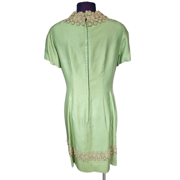 Vintage Sylvia Ann 60s Green Raw Silk Sheath Dress & Coat Size Medium Women L17 - Picture 9 of 15